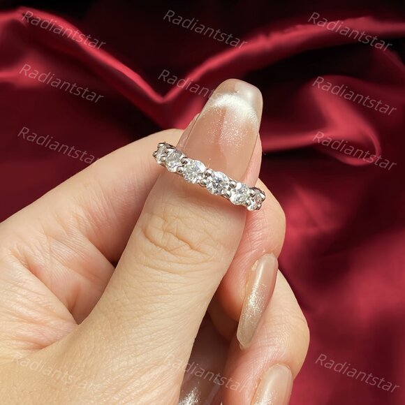 NEW Certified 4~5ct. t.w. 4mm Moissanite Full Eternity Band Ring - Picture 3 of 7